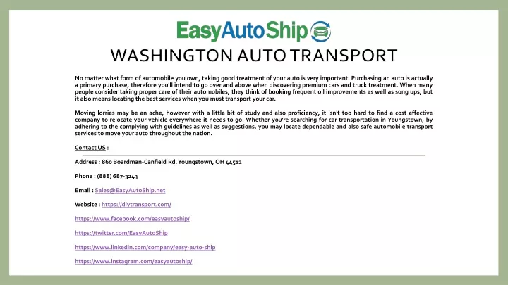 washington auto transport