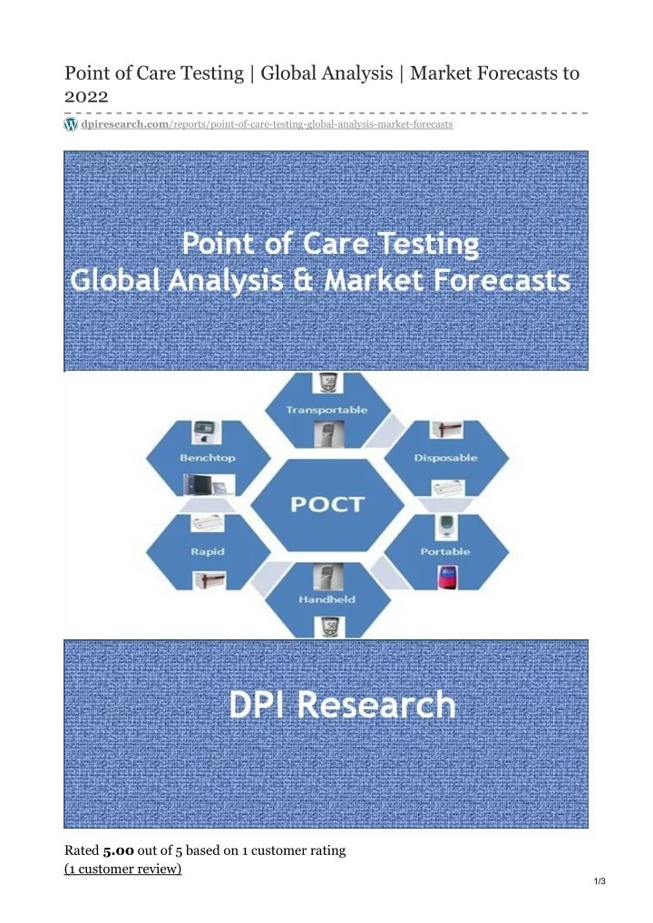 point of care testing global analysis market