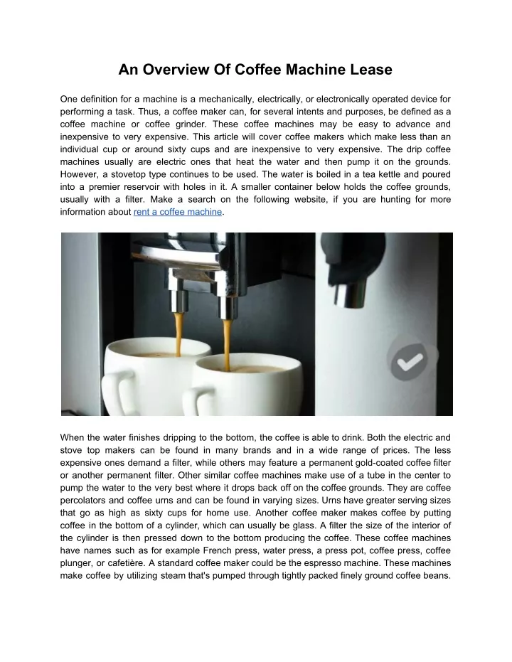 an overview of coffee machine lease