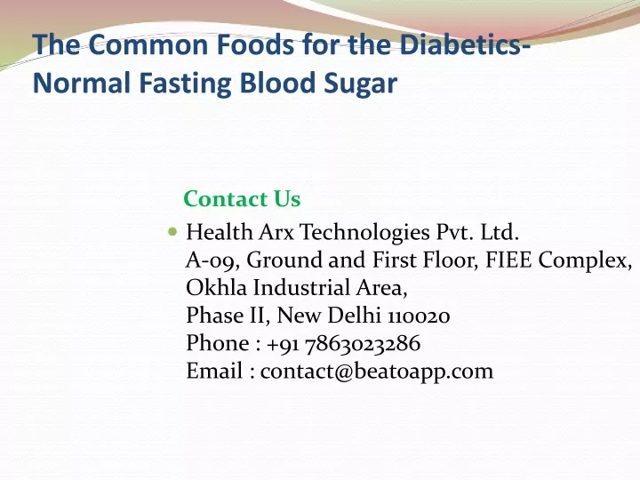the common foods for the diabetics normal fasting blood sugar
