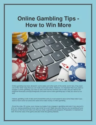online gambling tips how to win more