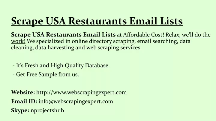 scrape usa restaurants email lists