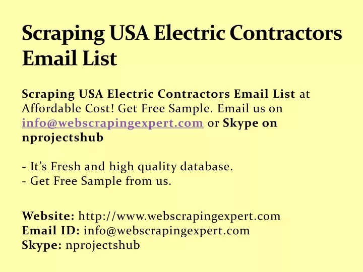 scraping usa electric contractors email list
