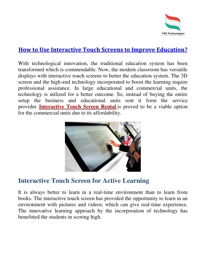 how to use interactive touch screens to improve