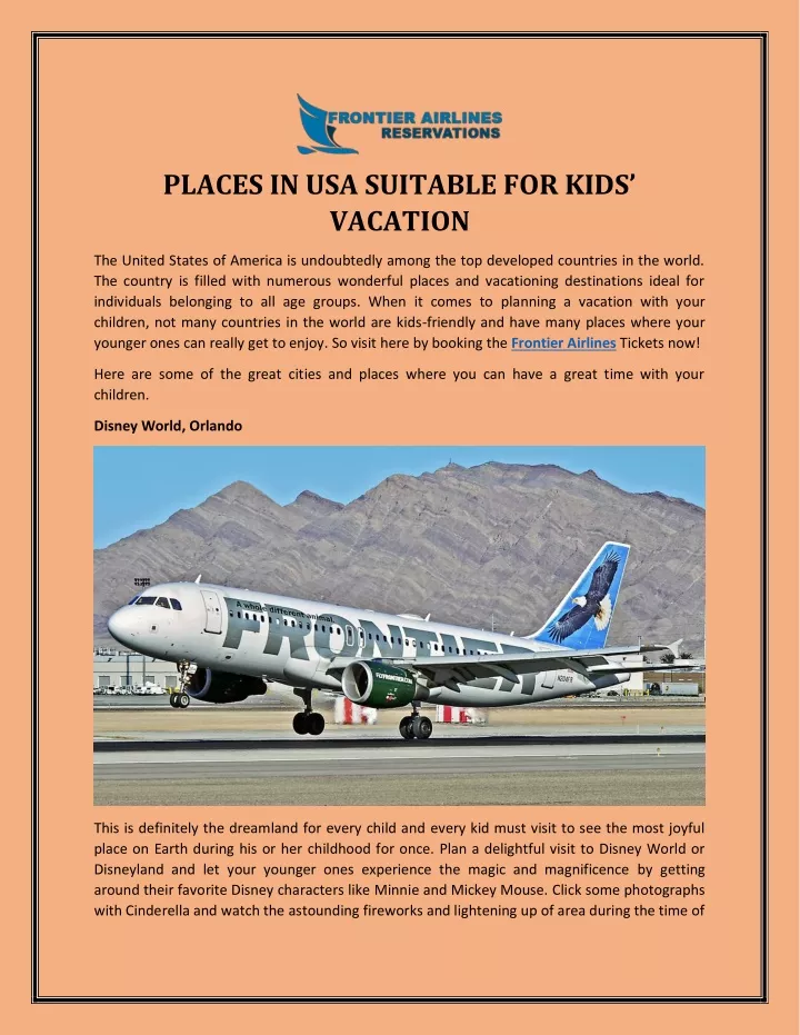 places in usa suitable for kids vacation
