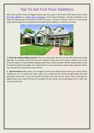 tips to get first floor additions