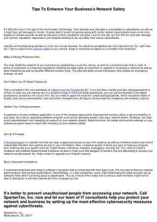 tips to enhance your business s network safety