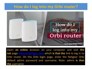 How do I login to my Orbi router ?