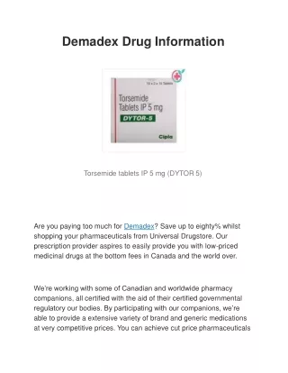 Demadex Drug Information