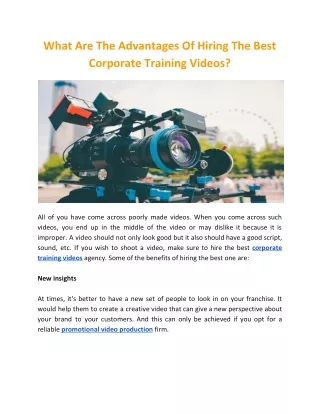 What Are The Advantages Of Hiring The Best Corporate Training Videos?