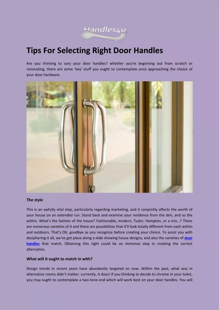 tips for selecting right door handles
