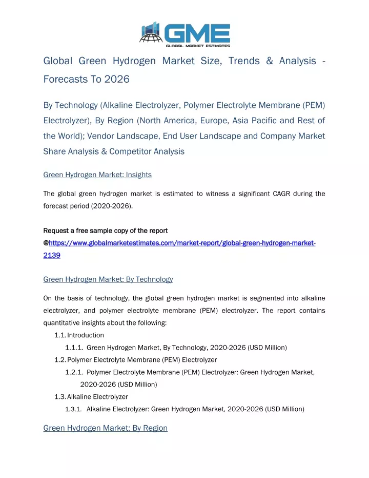 global green hydrogen market size trends analysis