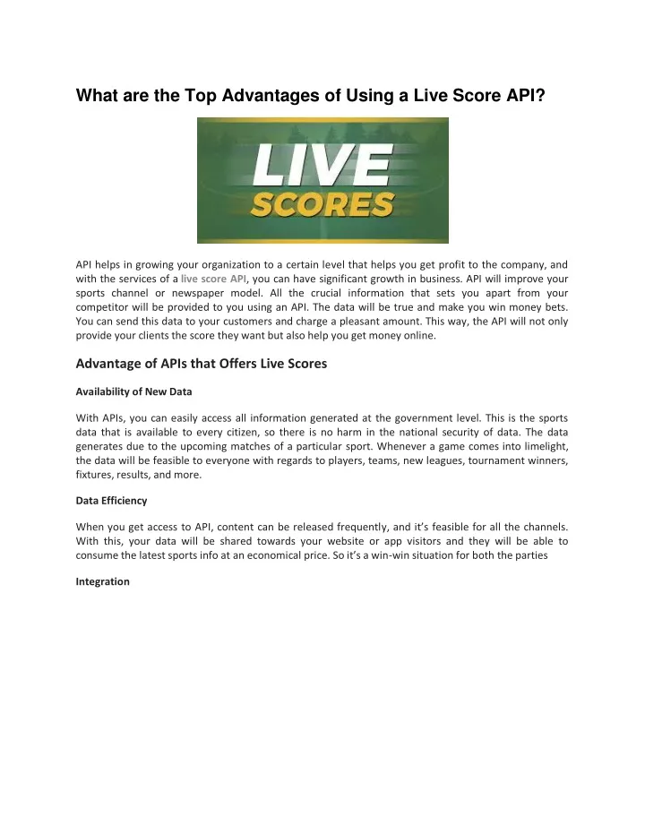 what are the top advantages of using a live score