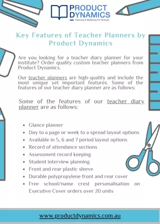 Key Features of Teacher Planners by Product Dynamics