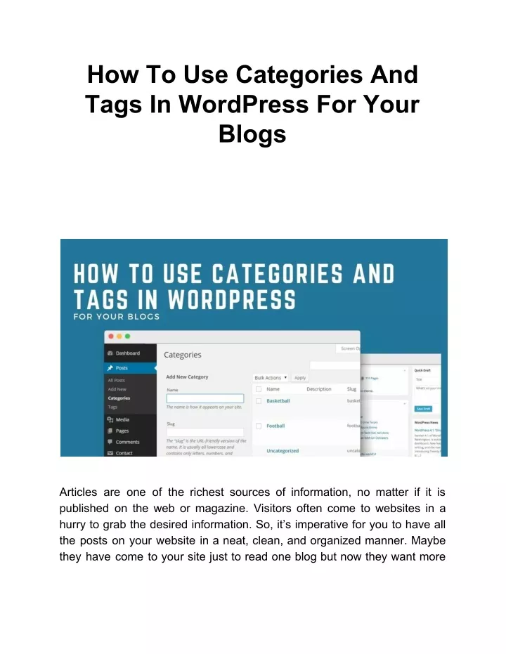 how to use categories and tags in wordpress
