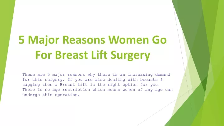 5 major reasons women go for breast lift surgery