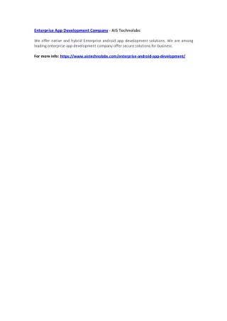 enterprise app development company ais technolabs