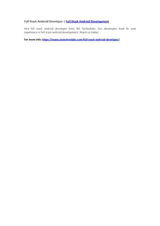 full stack android developer full stack android