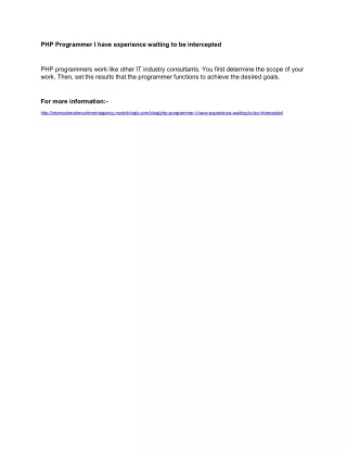 php programmer i have experience waiting