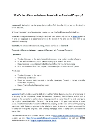 What’s the difference between Leasehold vs Freehold Property?