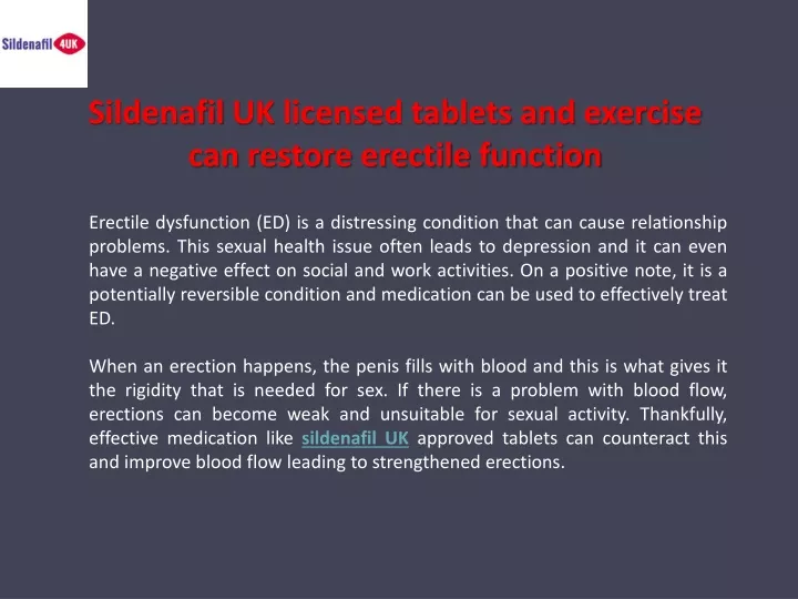 sildenafil uk licensed tablets and exercise can restore erectile function
