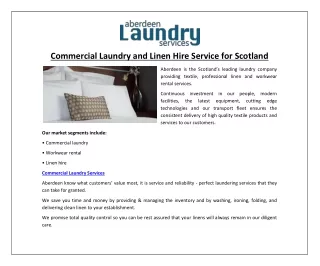 Commercial Laundry and Linen Hire Service for Scotland