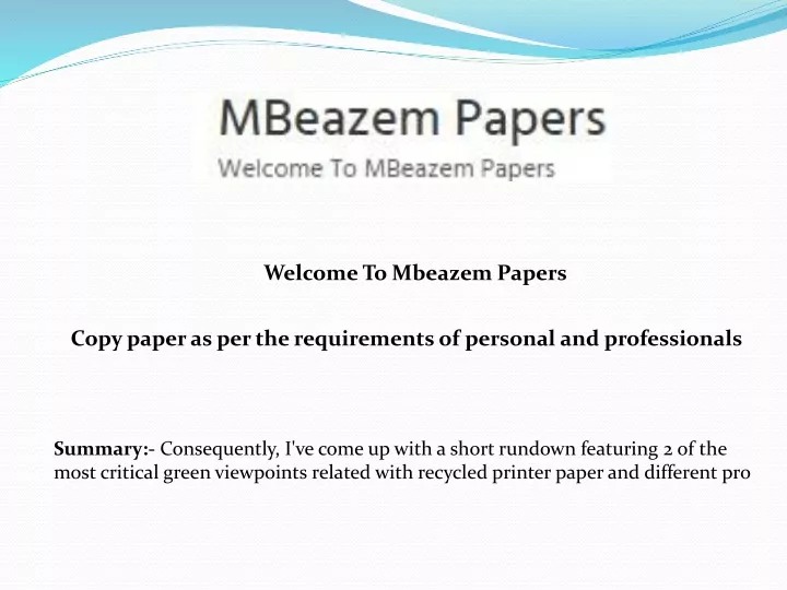 welcome to mbeazem papers