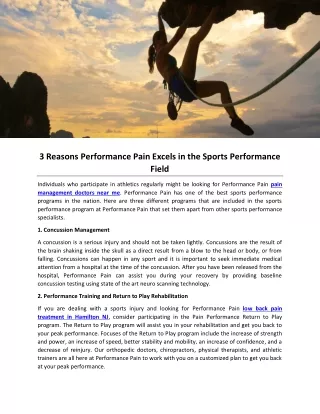 3 Reasons Performance Pain Excels in the Sports Performance Field