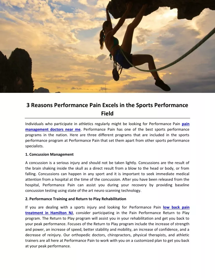 3 reasons performance pain excels in the sports