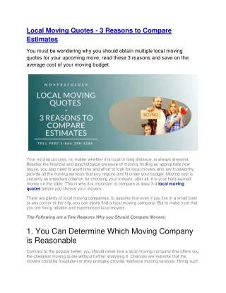 local moving quotes 3 reasons to compare estimates