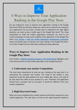 6 Ways to Improve Your Application Ranking in the Google Play Store