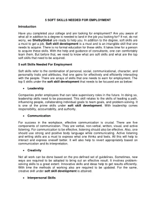 5 soft skills needed for employment