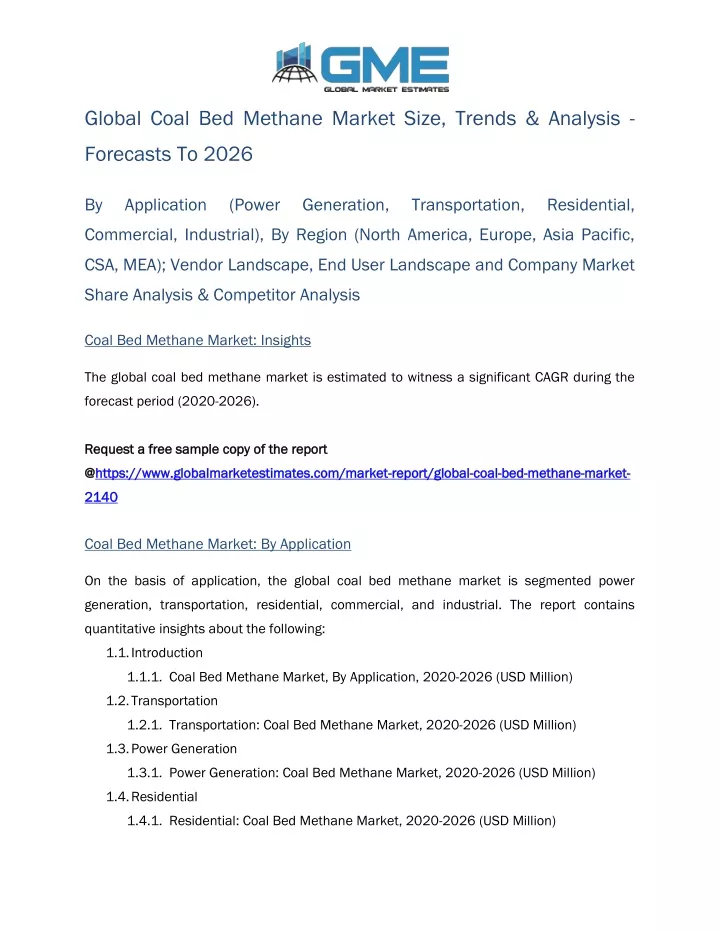 global coal bed methane market size trends