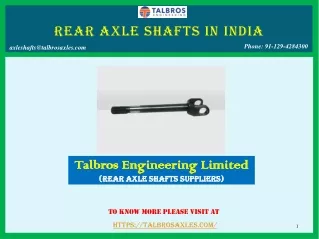 rear axle shafts in india