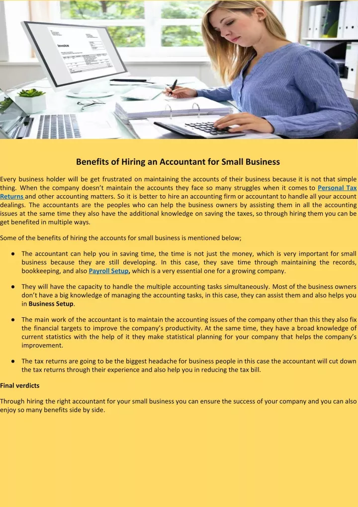 benefits of hiring an accountant for small