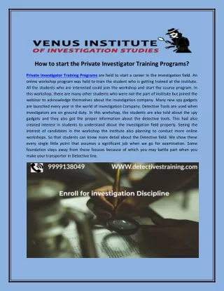 how to start the private investigator training