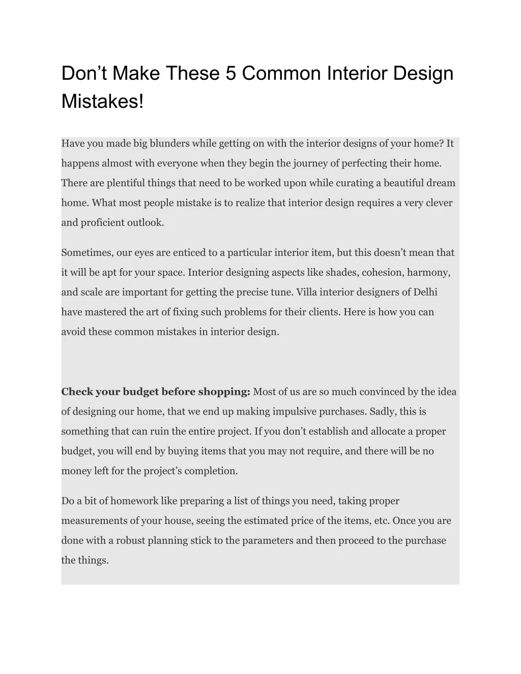 PPT - Don’t Make These 5 Common Interior Design Mistakes! PowerPoint ...