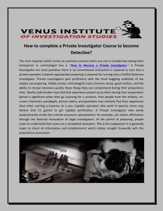 how to complete a private investigator course
