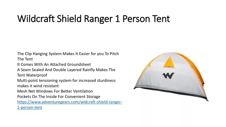wildcraft shield ranger 1 person tent