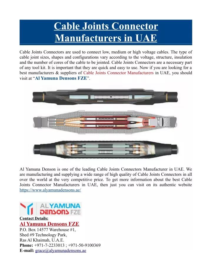 cable joints connector manufacturers in uae