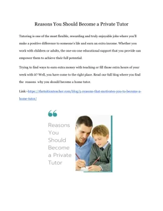reasons you should become a private tutor