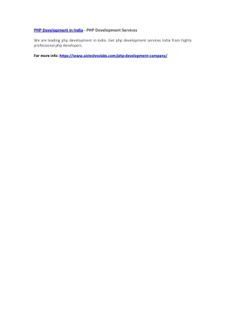 php development in india php development services
