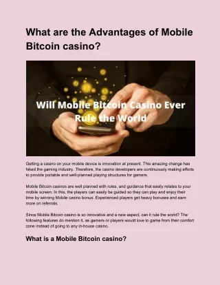 What are the Advantages of Mobile Bitcoin casino?