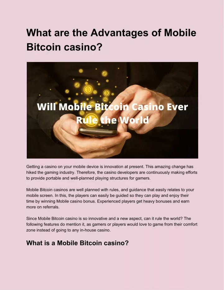 what are the advantages of mobile bitcoin casino