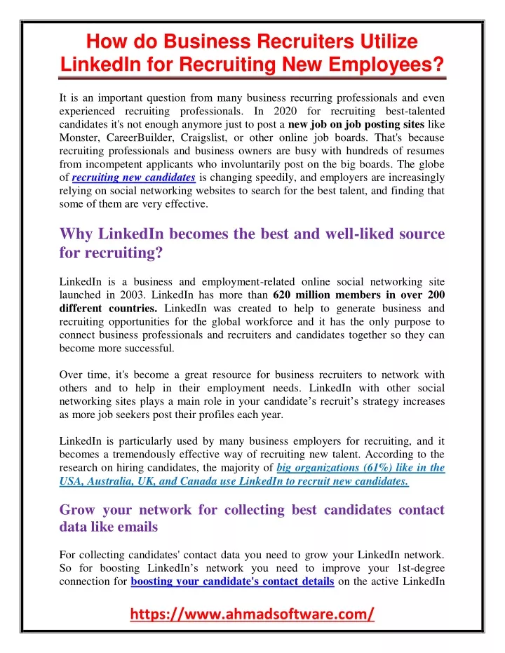 how do business recruiters utilize linkedin