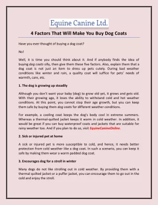 4 factors that will make you buy dog coats
