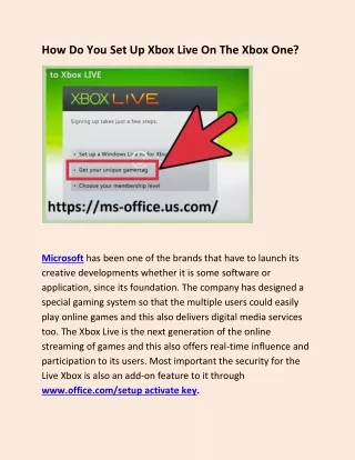 how do you set up xbox live on the xbox one