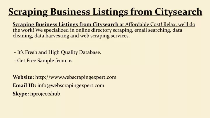 scraping business listings from citysearch