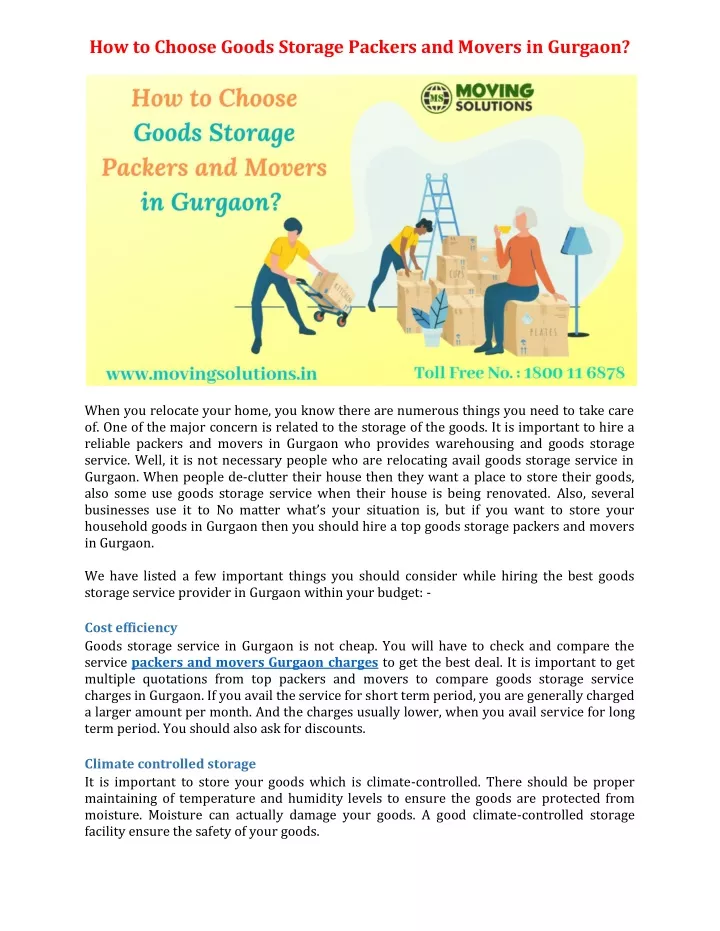 how to choose goods storage packers and movers