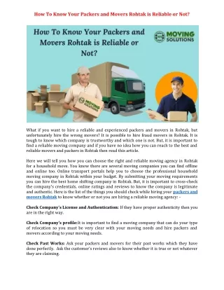 how to know your packers and movers rohtak